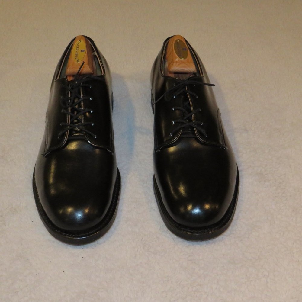 DJ Leavenworth 1979 Black Leather Derby's Dress Shoes 9.5R NOS NWOB